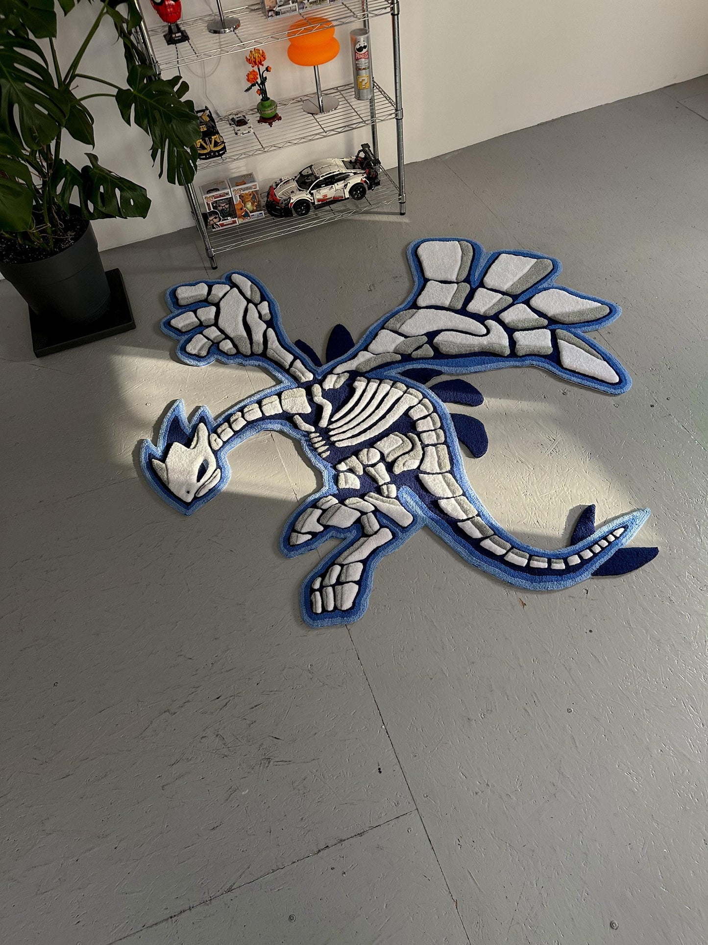 3D Skull Tufted Rug – Handmade Skeleton Rug Inspired by Pop Culture – Unique Home Decor & Gift for Gamers and Anime Fans