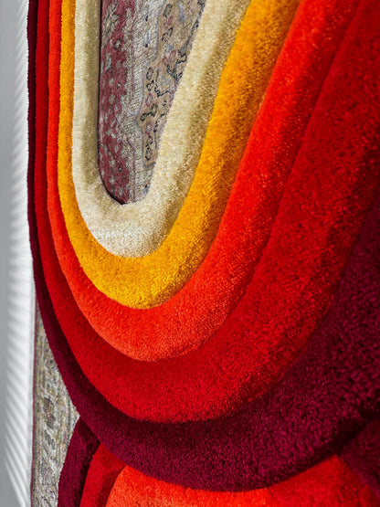 Tufted Rug Retro Wave Handmade Carpet – Colorful Custom Decor READY TO SHIP!