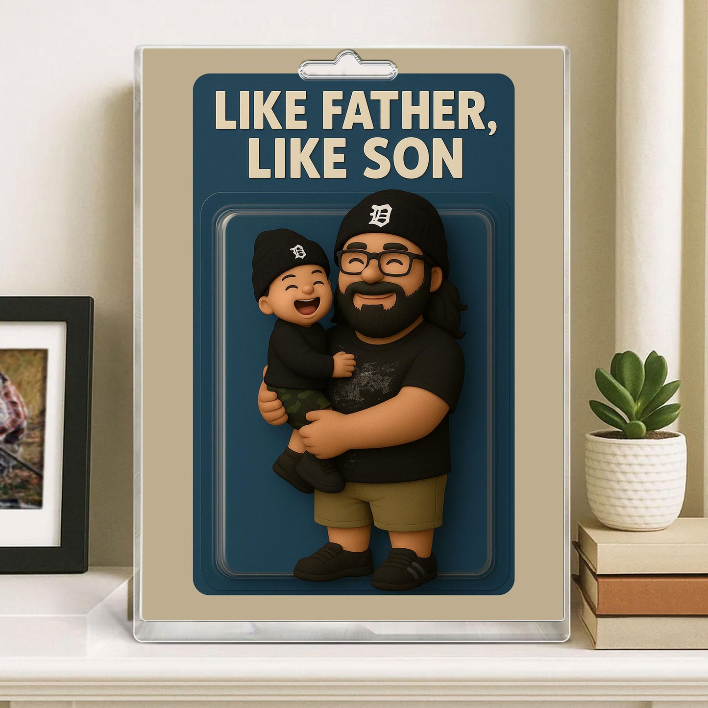 Personalized First Father's Day Gift For Dad, Custom Photo Dad Action Figure Acrylic Block, Like Father Like Son Block Plaque, New Dad Gift