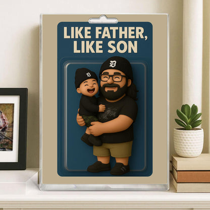 Personalized First Father's Day Gift For Dad, Custom Photo Dad Action Figure Acrylic Block, Like Father Like Son Block Plaque, New Dad Gift