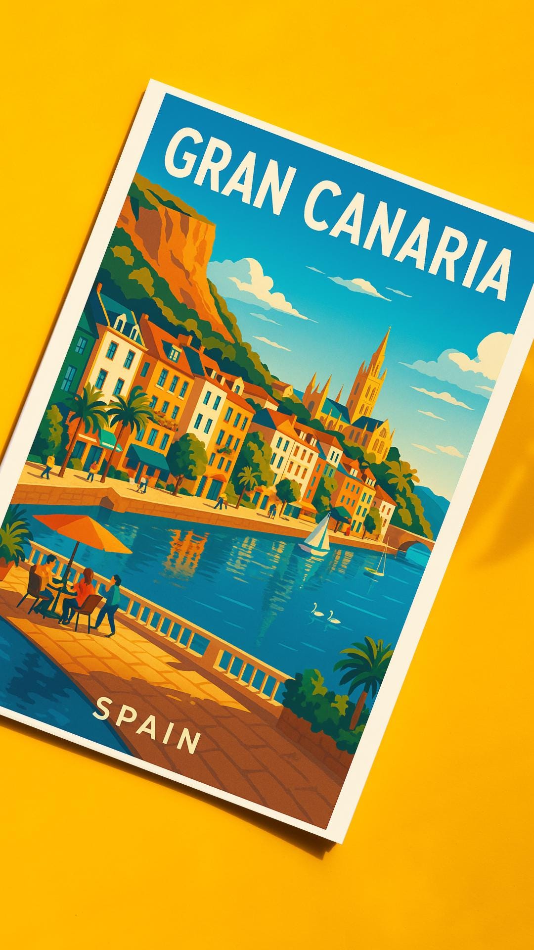 Gran Canaria Poster, Gran Canaria Wall Art, Spain Wall Art, Gran Canaria Travel Print, Wedding Gift, Birthday Present, Travel Decor, Holiday