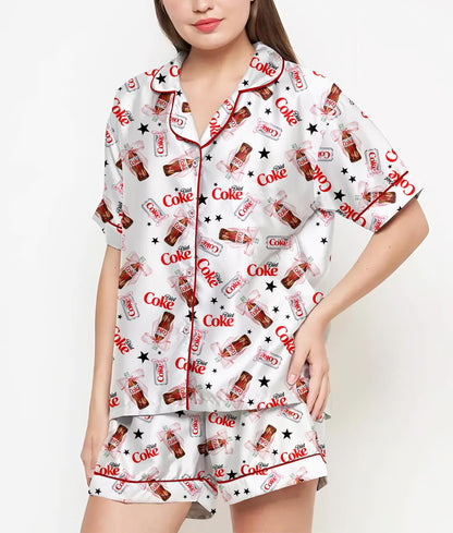 Coquette Diet Drink Pajamas Satin Set, Mother's Day Gift, Gift For Her, Gift For Mama, Birthday Gift, Bridesmaid Gifts Women Pjs