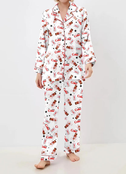 Coquette Diet Drink Pajamas Satin Set, Mother's Day Gift, Gift For Her, Gift For Mama, Birthday Gift, Bridesmaid Gifts Women Pjs