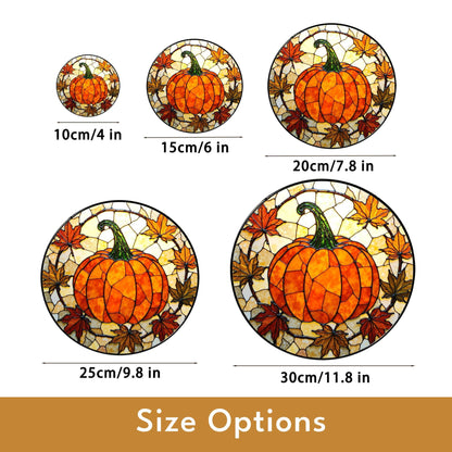Autumn pumpkin leaves stained glass suncatcher fall window decor gift for mom or friend
