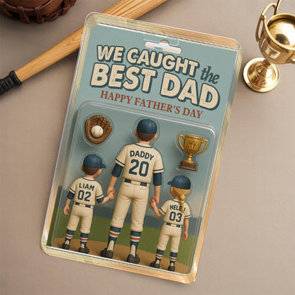 Personalize We Caught The Best Dad Baseball Figure Acrylic Block Gift, Baseball Figurine Fathers Day Gift, Baseball Dad Gift, Husband Gift