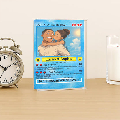 Personalized Anime Acrylic Block For Dad, Father's Day 2025 Gift, Custom Trading Card Style Photo Gift From Kids Or Wife, Gifts For Father