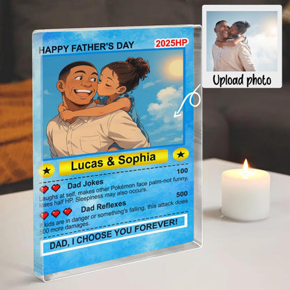 Personalized Anime Acrylic Block For Dad, Father's Day 2025 Gift, Custom Trading Card Style Photo Gift From Kids Or Wife, Gifts For Father