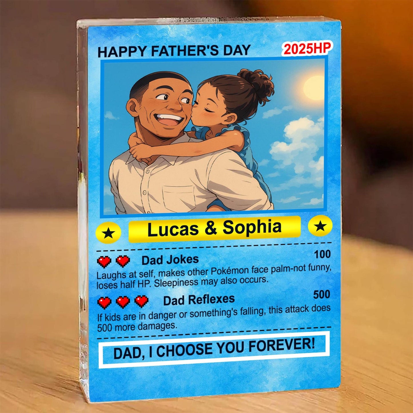 Personalized Anime Acrylic Block For Dad, Father's Day 2025 Gift, Custom Trading Card Style Photo Gift From Kids Or Wife, Gifts For Father