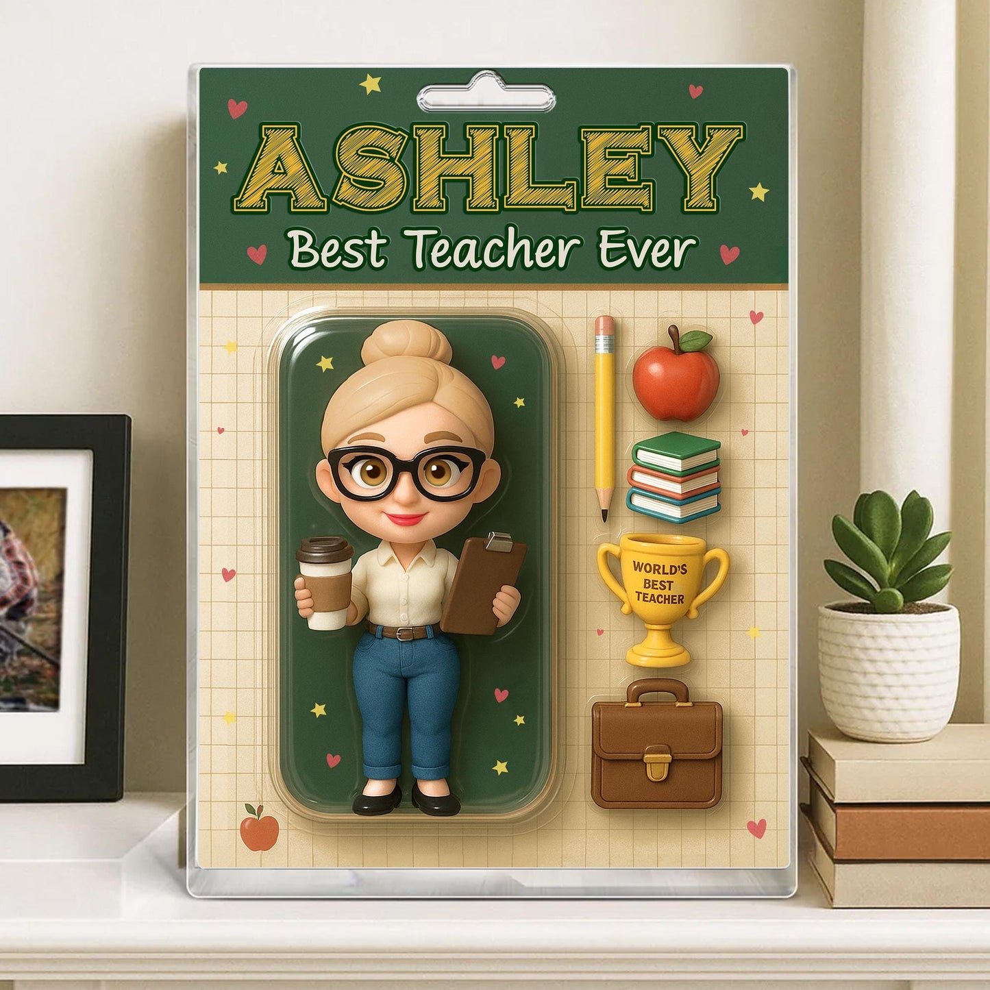 Personalized Appreciation Teacher Gift, Custom Teacher Action Figure Acrylic Block, Back To School Gift For Teacher, Best Teacher Ever Gift