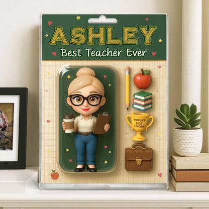 Personalized Appreciation Teacher Gift, Custom Teacher Action Figure Acrylic Block, Back To School Gift For Teacher, Best Teacher Ever Gift