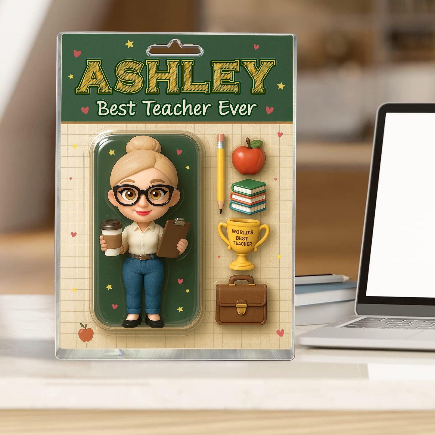 Personalized Appreciation Teacher Gift, Custom Teacher Action Figure Acrylic Block, Back To School Gift For Teacher, Best Teacher Ever Gift