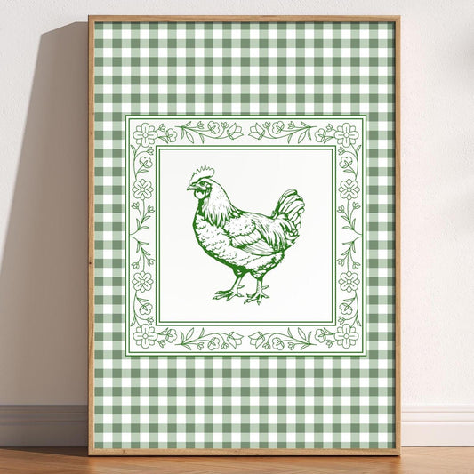 Vintage Chicken Print: Cottagecore Farmhouse Kitchen Art