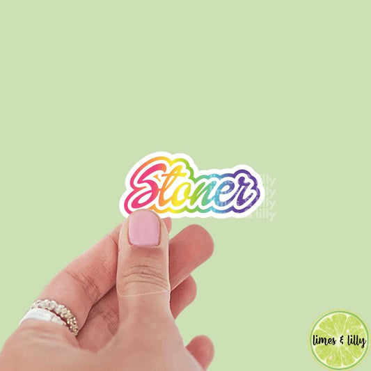 Stoner Rainbow 90s Font Vinyl Sticker | Kindle stickers | marijuana | 420 | weed smoker | cannibis