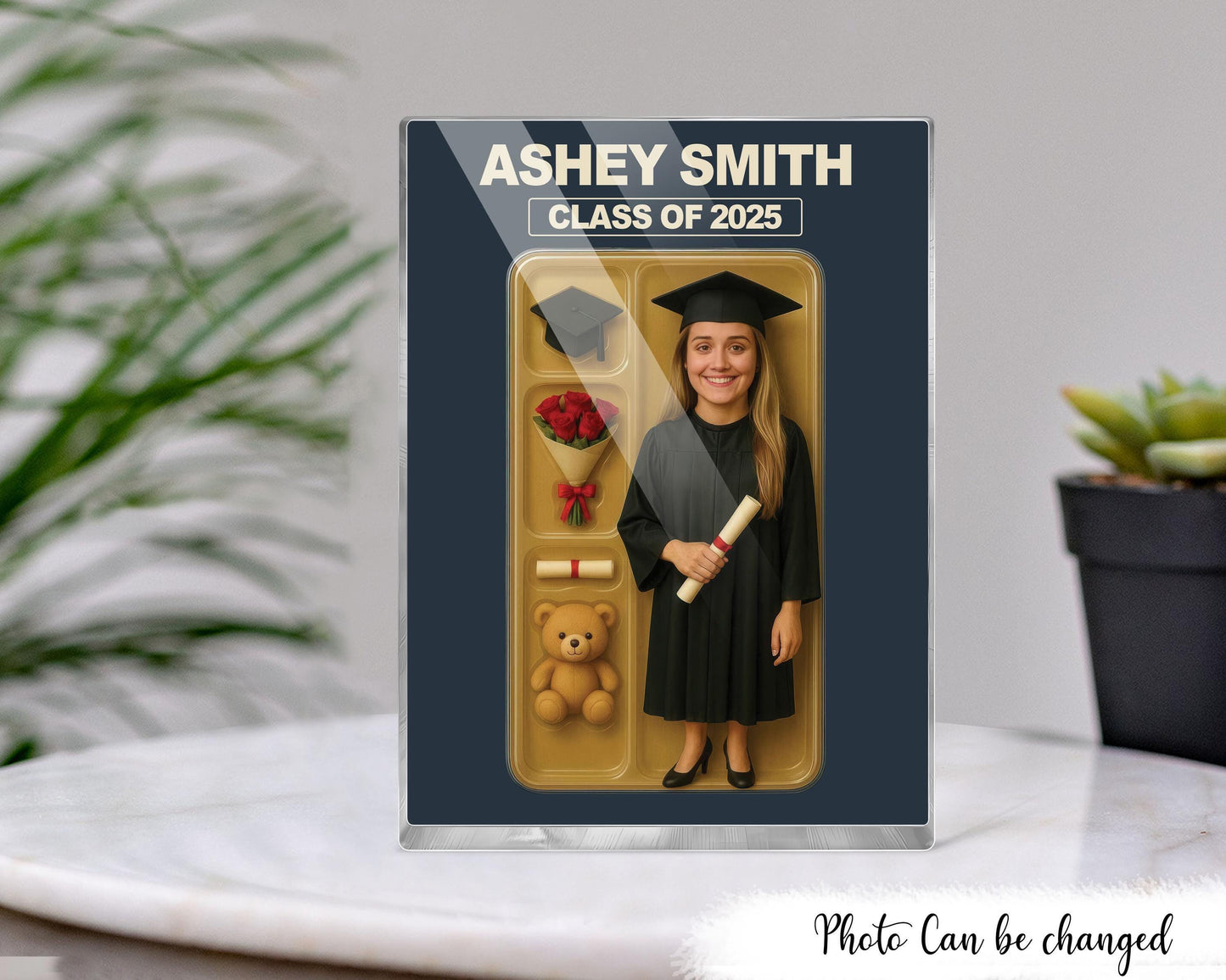 3d Effect Graduation Custom Figure Personalized Acrylic Block Plaque, Graduate Gift, Masters Degree, Best Friend Gift For Her, Daughter Gift