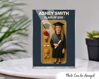 3d Effect Graduation Custom Figure Personalized Acrylic Block Plaque, Graduate Gift, Masters Degree, Best Friend Gift For Her, Daughter Gift
