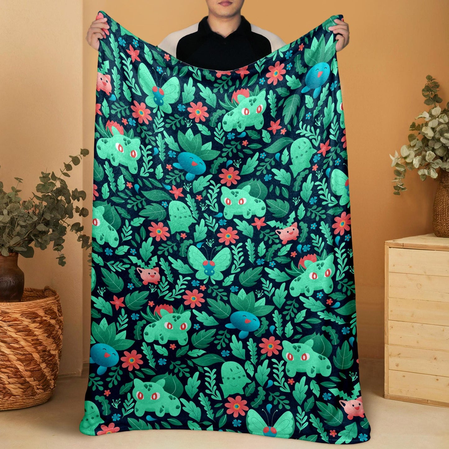 Bulbasaur Fleece Blanket Home Decor Oddish Blanket Throw Blanket Cute Baby Blanket Bulbasaur Blanket Gifts
