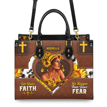 African American Faith Leather Bag Personalized, Customizable Sunflower Handbag, Inspirational Christian Handbag for African American Women