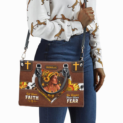 African American Faith Leather Bag Personalized, Customizable Sunflower Handbag, Inspirational Christian Handbag for African American Women