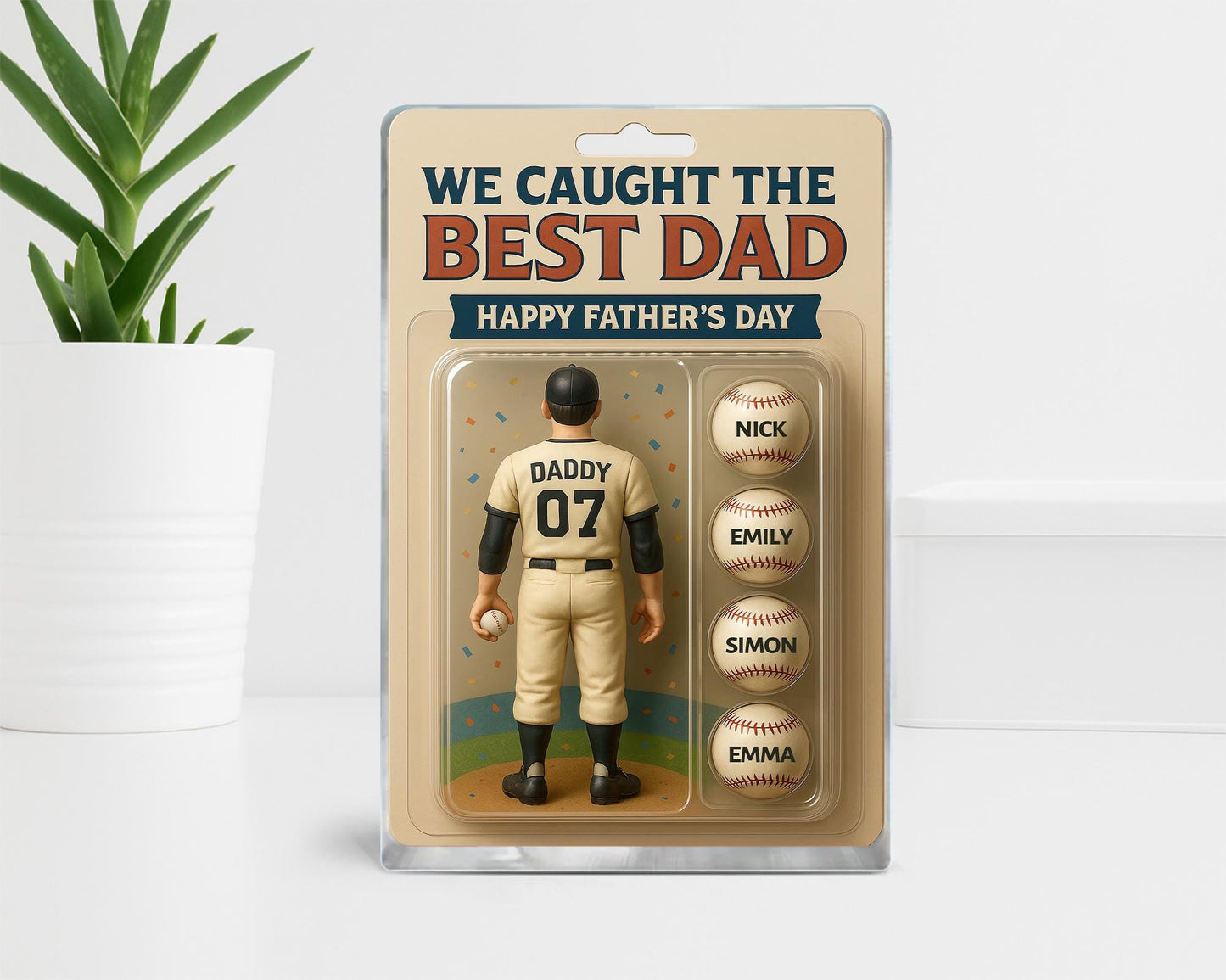 Fathers Day Gift for Dad, We Caught The Best Dad Plaque, Baseball Dad, Sports Dad Gift, Custom Figure Acrylic Block Gift for Dad from Kids