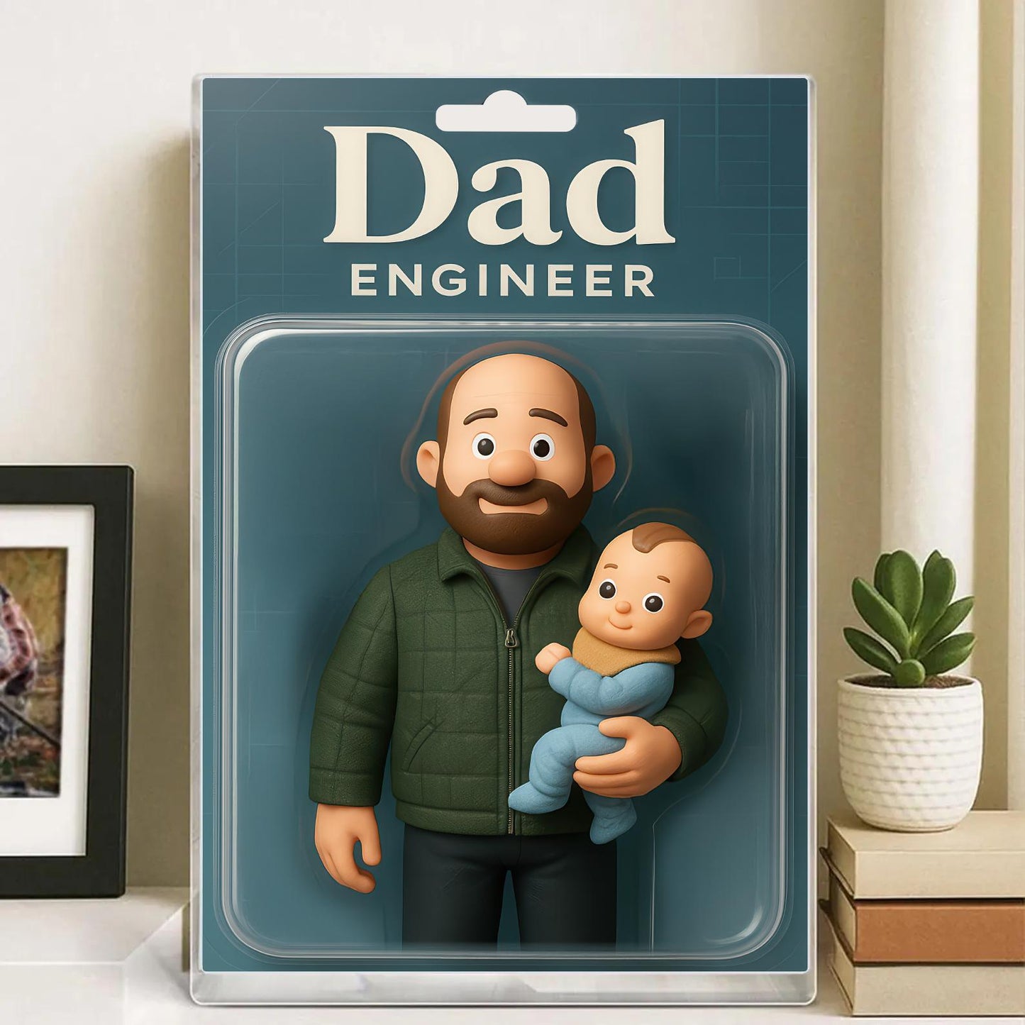 Custom Father's Day Gift For Dad, Personalized Photo Dad And Kids Action Figure Acrylic Block, Best Dad Ever Block Plaque, Gift For Husband