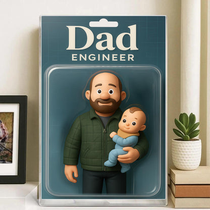 Custom Father's Day Gift For Dad, Personalized Photo Dad And Kids Action Figure Acrylic Block, Best Dad Ever Block Plaque, Gift For Husband