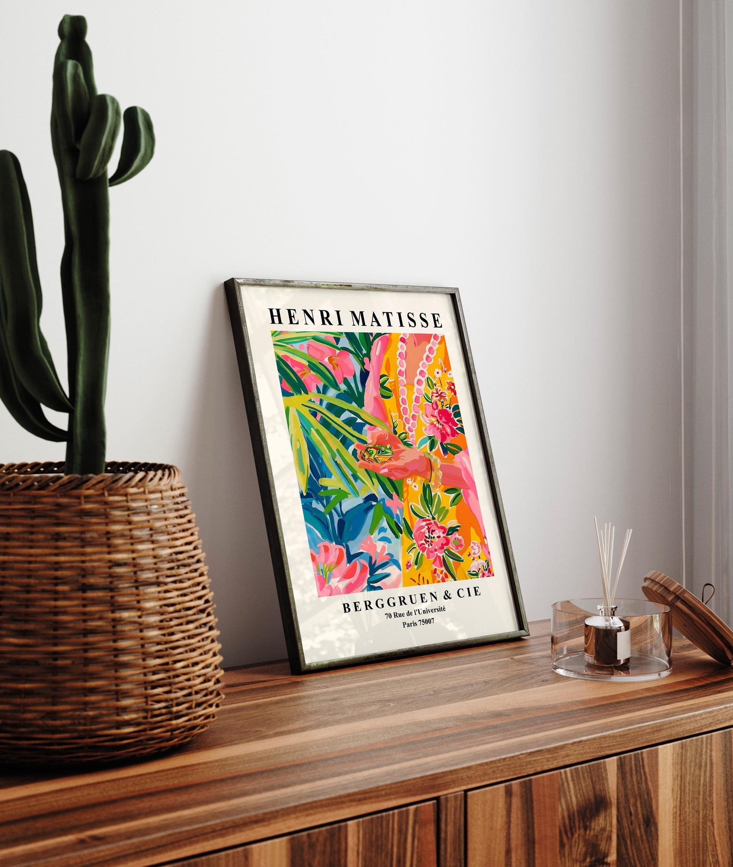 Matisse Style Frog Print: Pink Tropical Maximalist Wall Art