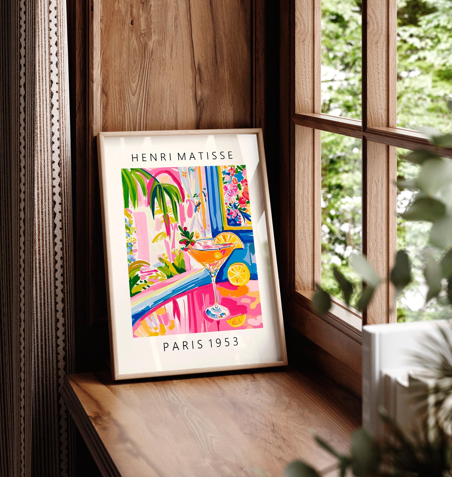 Aperol Spritz Matisse Style Print: Pink Dopamine Cocktail Wall Art