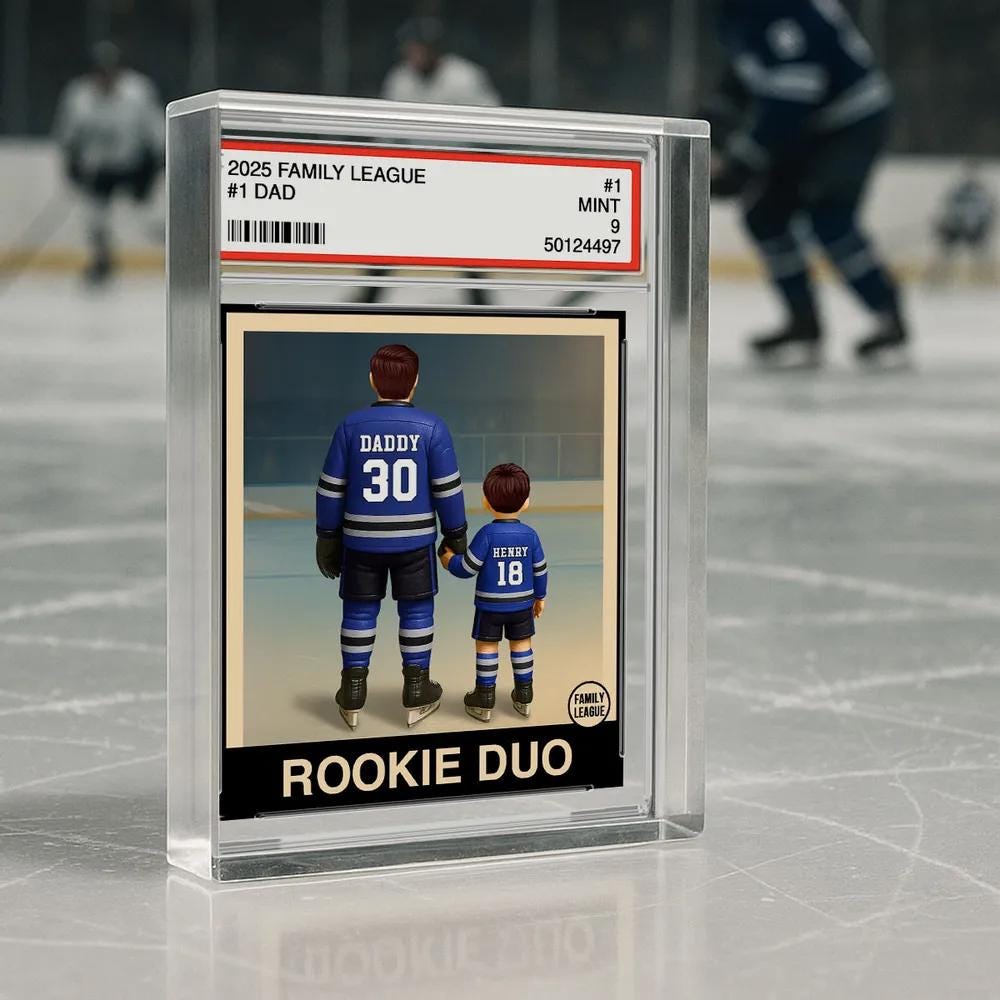 Customized Figure Acrylic Block Plaque Hockey No. 1 Dad Man & Kids, Father's Day Gift For Hockey Dad from Daughter, Grandpa, Hockey Lover