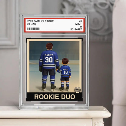 Customized Figure Acrylic Block Plaque Hockey No. 1 Dad Man & Kids, Father's Day Gift For Hockey Dad from Daughter, Grandpa, Hockey Lover