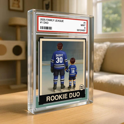 Customized Figure Acrylic Block Plaque Hockey No. 1 Dad Man & Kids, Father's Day Gift For Hockey Dad from Daughter, Grandpa, Hockey Lover