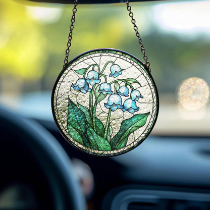 Stained Glass Blue Lily Of The Valley Flower Suncatcher, May Birth Month Flower Suncatcher, Grandma Gift, Glass Suncatcher, Family Gift Idea