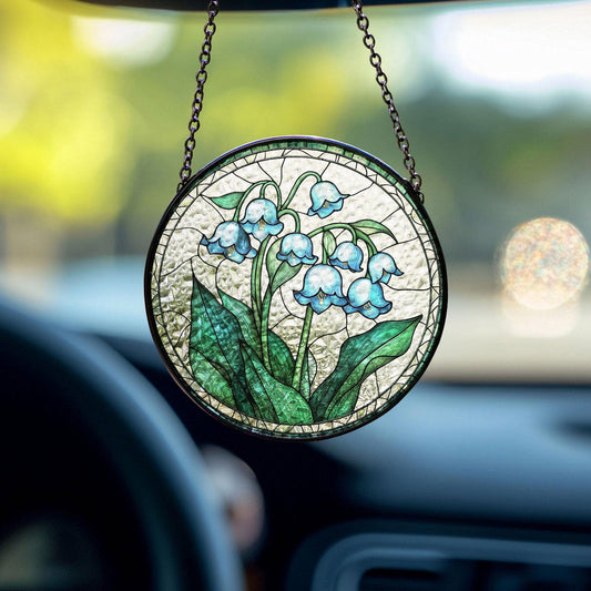 Stained Glass Blue Lily Of The Valley Flower Suncatcher, May Birth Month Flower Suncatcher, Grandma Gift, Glass Suncatcher, Family Gift Idea