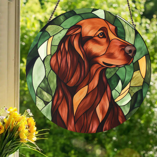Irish Setter: Stained Glass Style Window Hanging