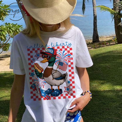 Comfort Colors® Duck hunting 4th July Calling Liberty shirt, 4th Of July Shirt, Patriotic Shirt, Funny Duck Shirt, Independence Day Tee