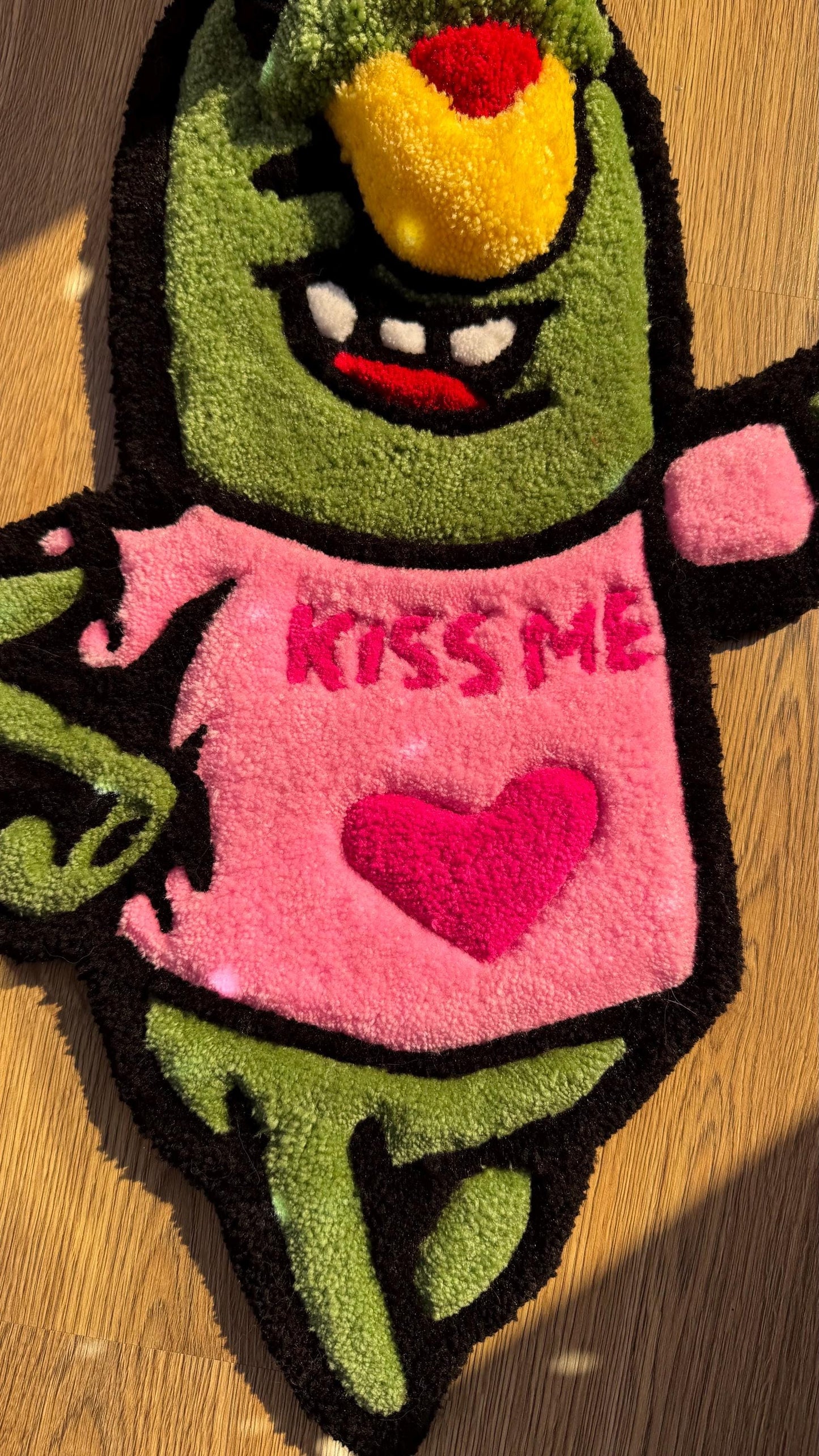 Romantic Tufted Rug – Custom Handmade Blue Cartoon Carpet, Crying Stitch Decor, Puffy Soft Rug for Anime Room Aesthetic or Gift | 3 FT