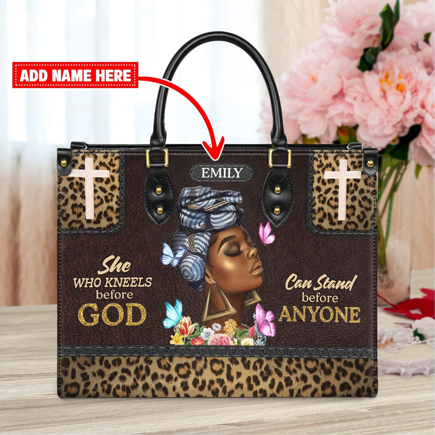 African American Faith Leather Bag, Personalized God-Inspired Handbag, Custom Christian Gift for Women of Color