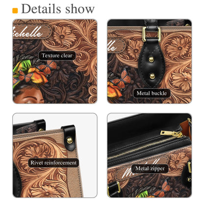 Personalized African American Faith Leather Handbag, Customizable Inspirational Handbag, Handbag for African American Women