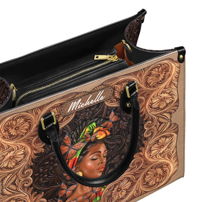 Personalized African American Faith Leather Handbag, Customizable Inspirational Handbag, Handbag for African American Women