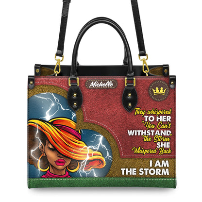 Custom African American Empowerment Handbag, Personalized "I Am The Storm" Leather Bag, Inspirational Handbag for Women