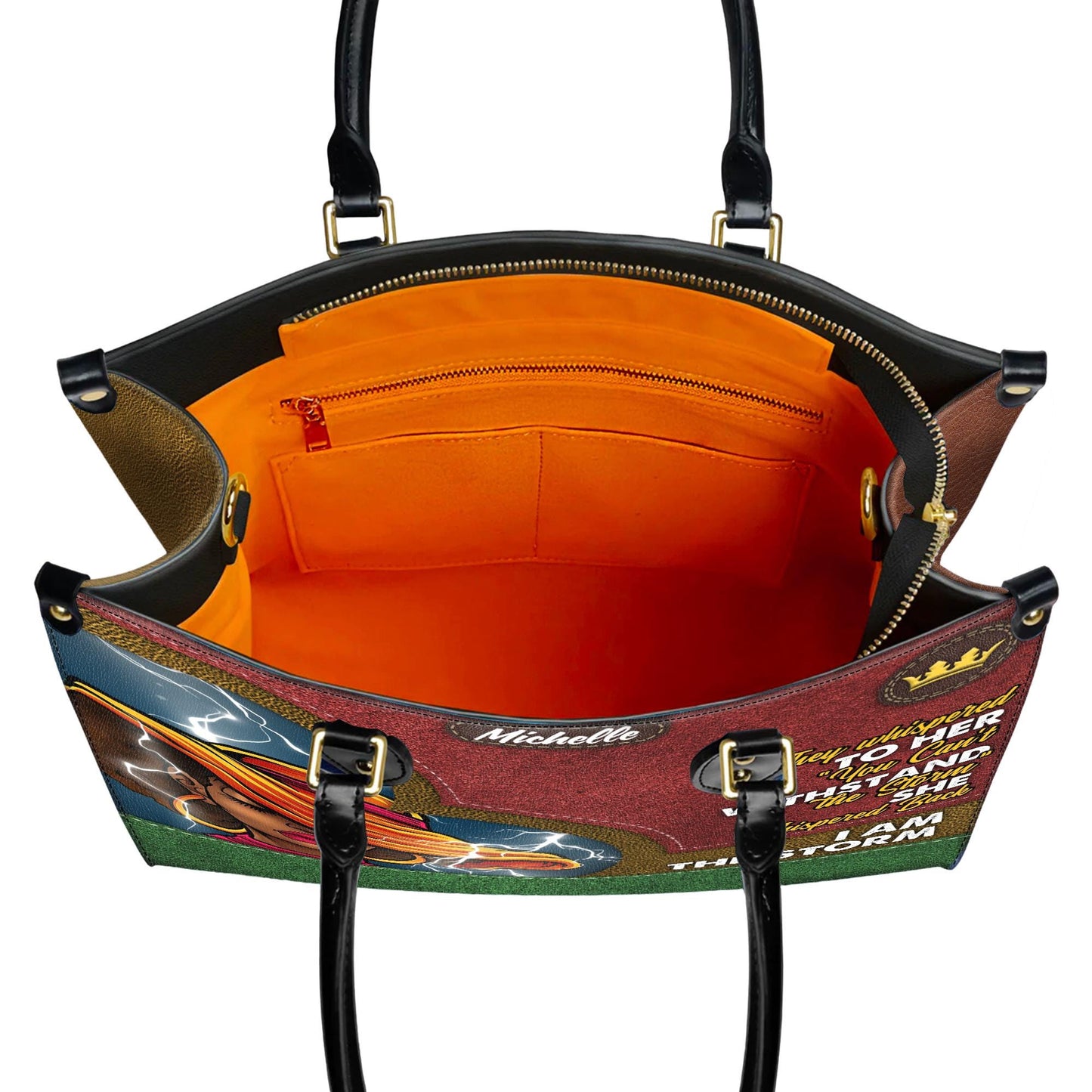 Custom African American Empowerment Handbag, Personalized "I Am The Storm" Leather Bag, Inspirational Handbag for Women
