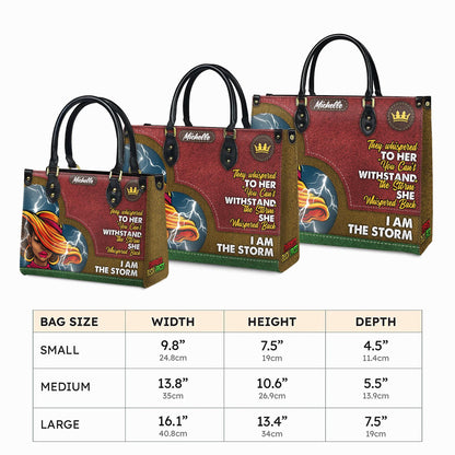 Custom African American Empowerment Handbag, Personalized "I Am The Storm" Leather Bag, Inspirational Handbag for Women