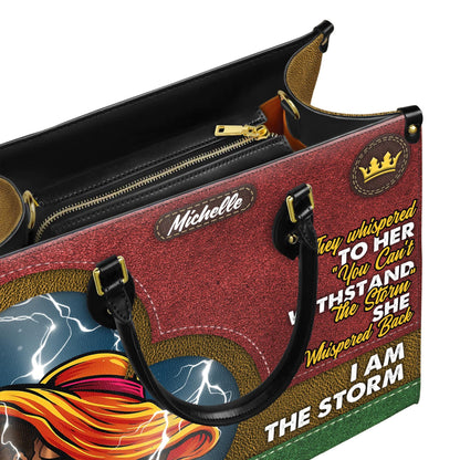 Custom African American Empowerment Handbag, Personalized "I Am The Storm" Leather Bag, Inspirational Handbag for Women