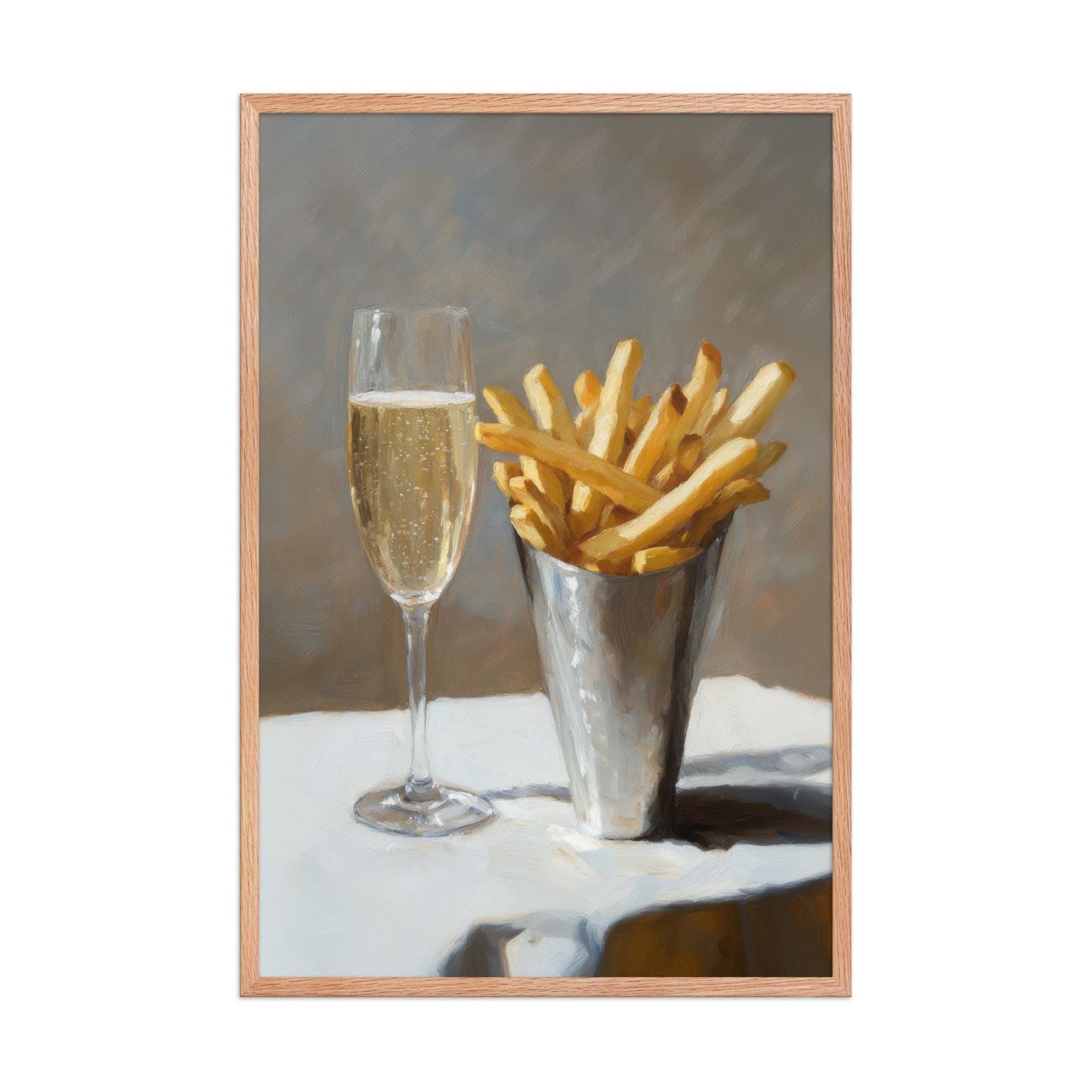 Pomme Frites and Champagne Bar Cart Art Print | Cute Quirky Whimsical | Cocktail Art Bar Cart Decor | French Fries | Trendy Home Wall Art