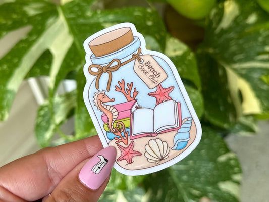Beach Book Club Waterproof Sticker, Mental Health Stickers, Handdrawn Art, Bestfriend Gifts, Summer, Beach, Bookish, Reading