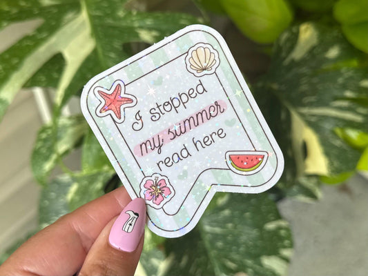 I Stopped My Summer Read Here Bookmark Sticker, BookTok, Cute Gifts for Bestfriend, Bookish, Reader Gifts, Reading
