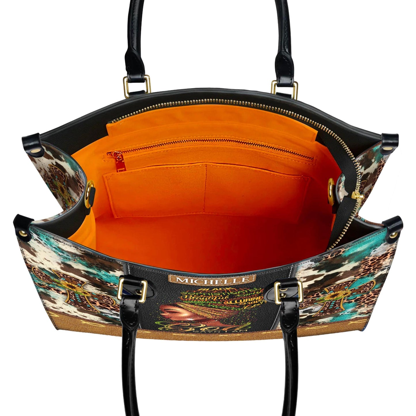 Custom African American Leather Handbag | Inspirational "I Am The Storm" Design | Personalized Empowerment Purse for Women