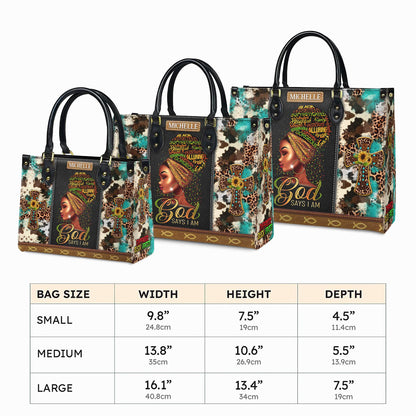 Custom African American Leather Handbag | Inspirational "I Am The Storm" Design | Personalized Empowerment Purse for Women