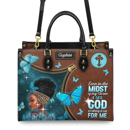 African American Personalized Leather Handbag, Inspirational Christian Purse | Empowerment Design for Strong Women
