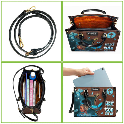 African American Personalized Leather Handbag, Inspirational Christian Purse | Empowerment Design for Strong Women