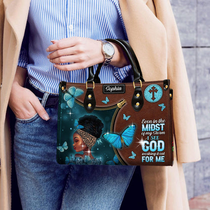 African American Personalized Leather Handbag, Inspirational Christian Purse | Empowerment Design for Strong Women